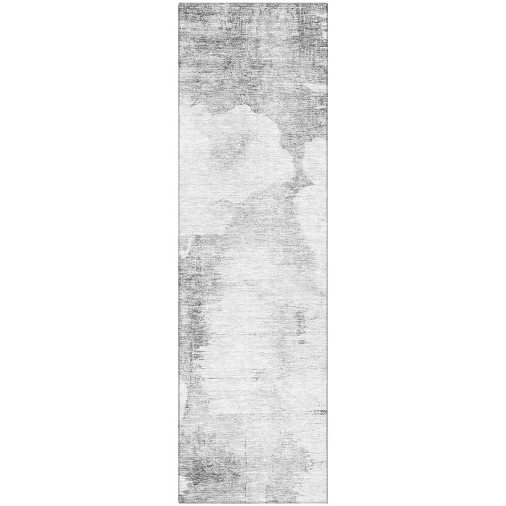 Premium Machine Washable Mayfield AMF710 Silver 2'3" x 7'6" Runner Rug. Picture 1