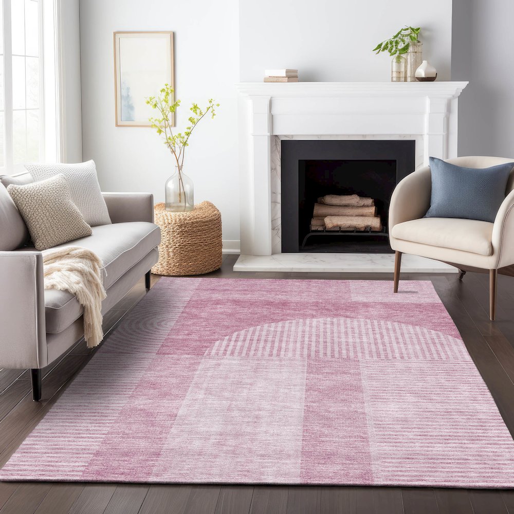 Premium Machine Washable Mayfield AMF711 Blush 2'6" x 3'10" Rug. Picture 5