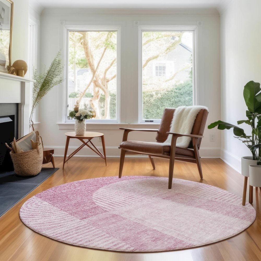 Premium Machine Washable Mayfield AMF711 Blush 8' x 8' Round Rug. Picture 5