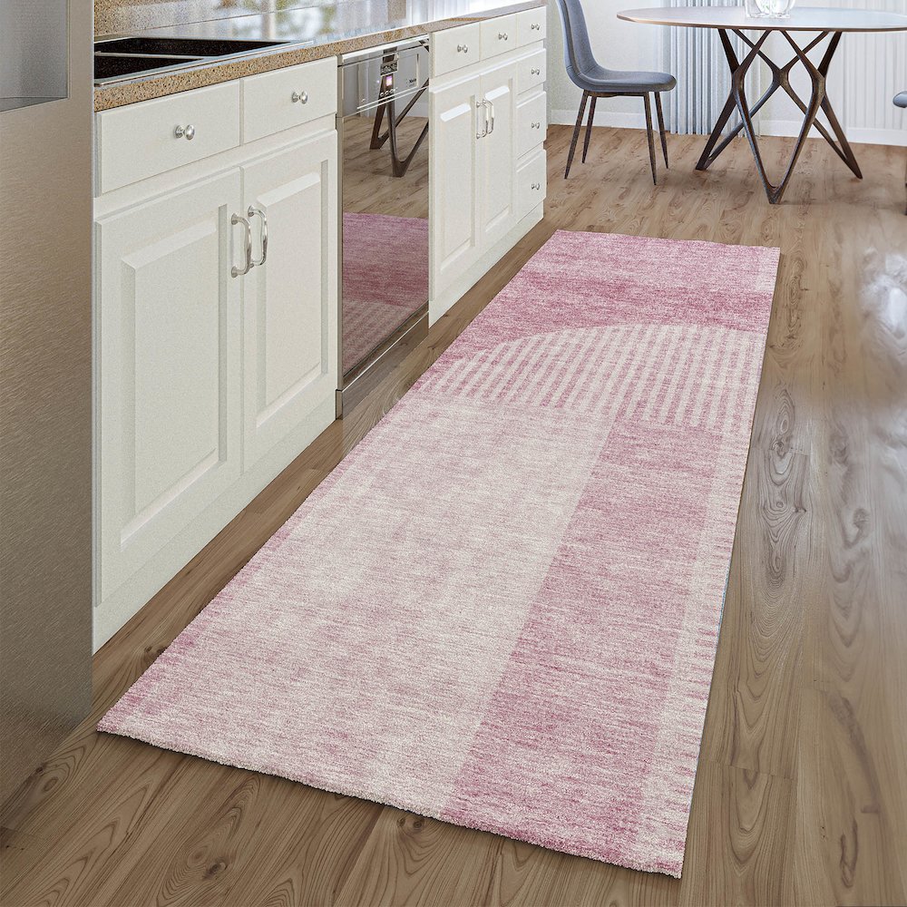 Premium Machine Washable Mayfield AMF711 Blush 2'3" x 7'6" Runner Rug. Picture 5