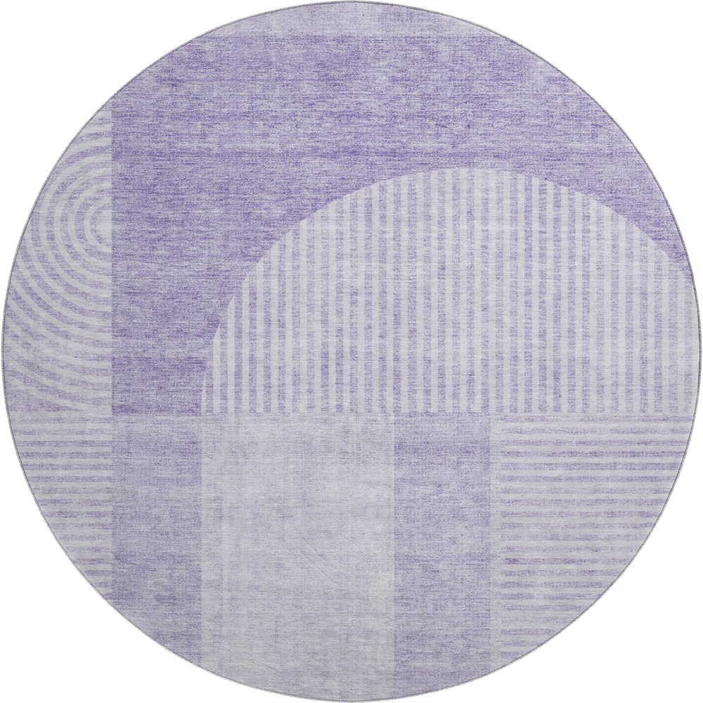Premium Machine Washable Mayfield AMF711 Lavender 8' x 8' Round Rug. Picture 1