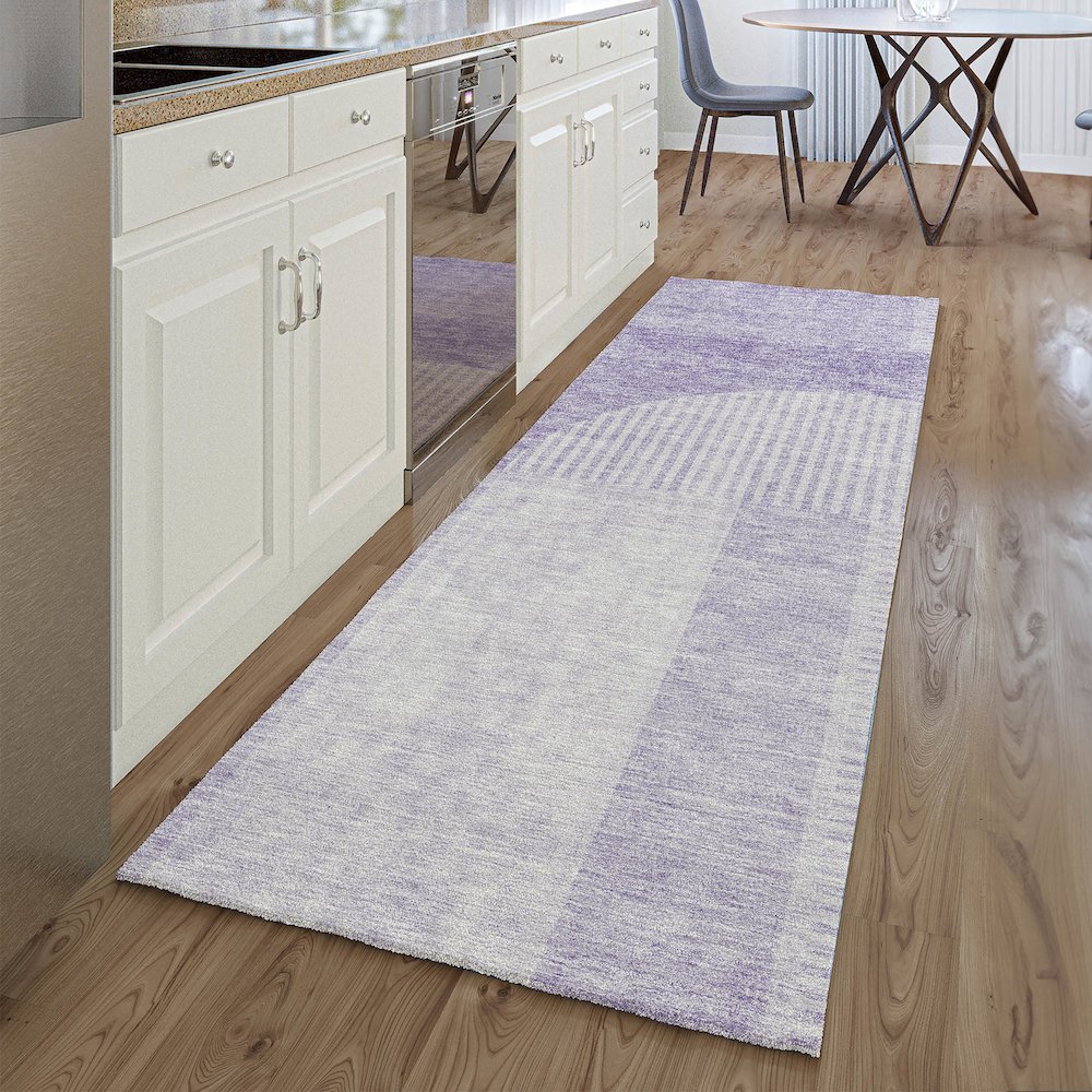 Premium Machine Washable Mayfield AMF711 Lavender 2'3" x 7'6" Runner Rug. Picture 5