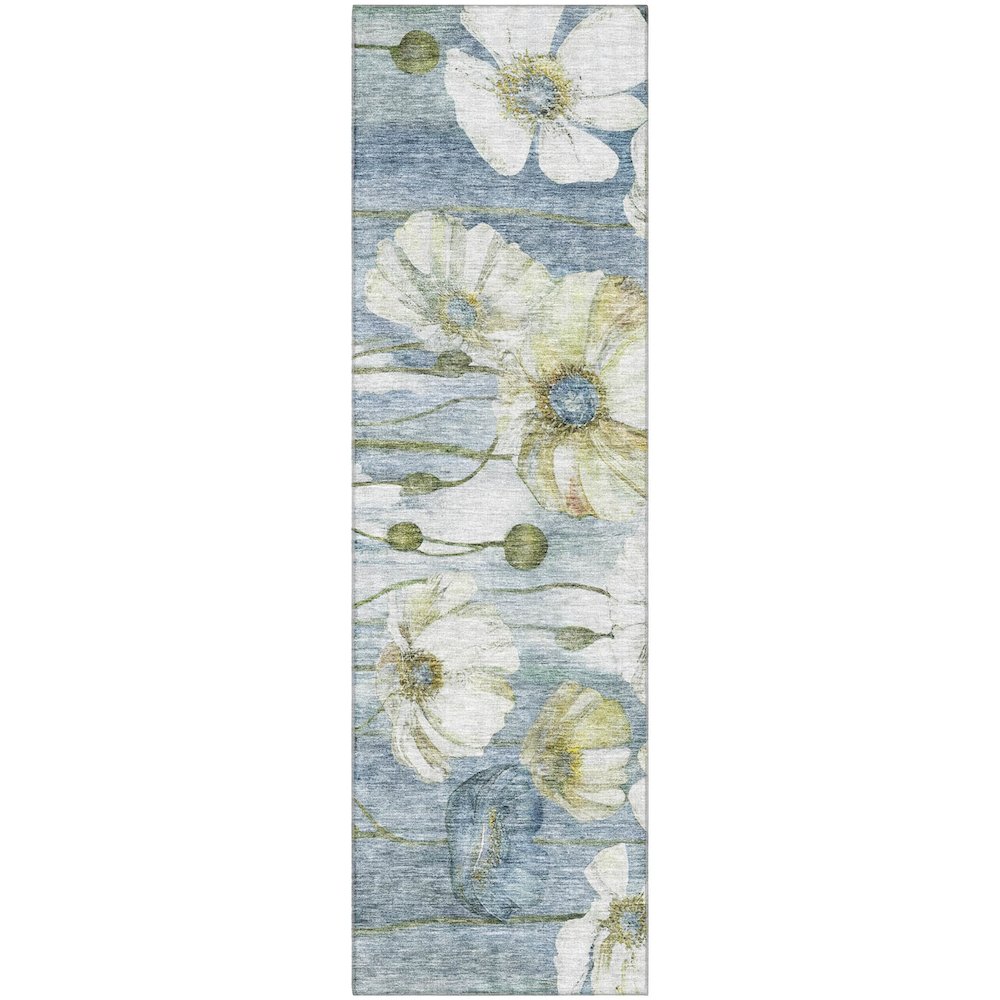 Premium Machine Washable Mayfield AMF712 Blue 2'3" x 7'6" Runner Rug. Picture 1