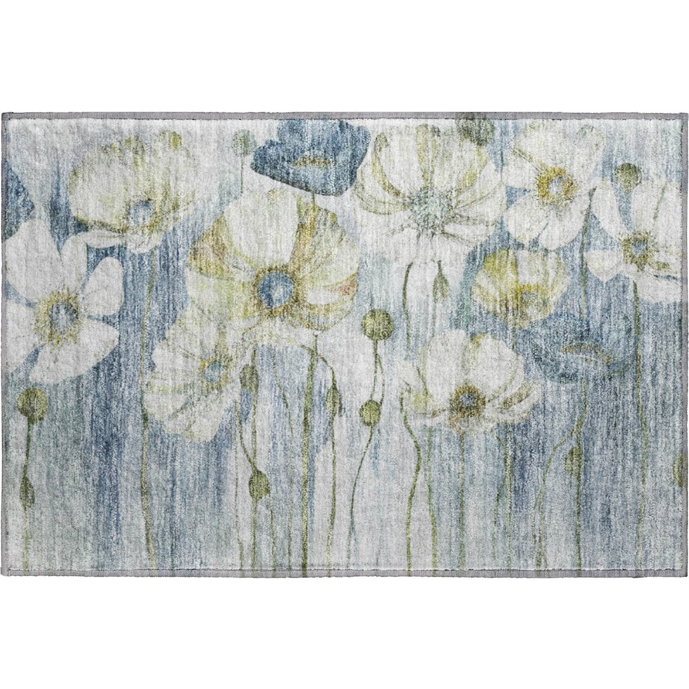 Premium Machine Washable Mayfield AMF712 Blue 1'8" x 2'6" Rug. Picture 1