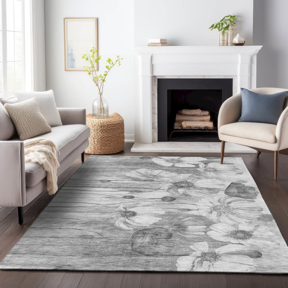 Premium Machine Washable Mayfield AMF712 Gray 2'6" x 3'10" Rug. Picture 5