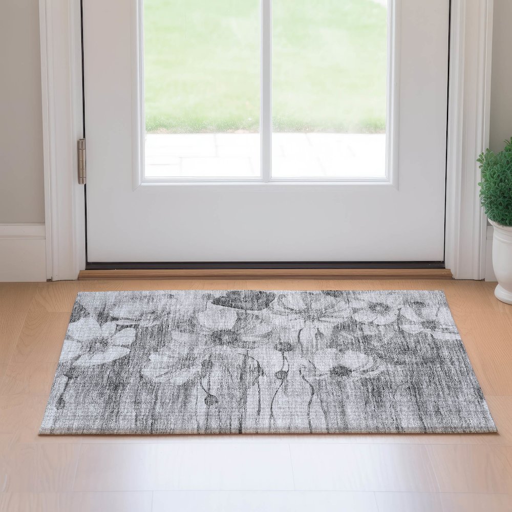 Premium Machine Washable Mayfield AMF712 Gray 1'8" x 2'6" Rug. Picture 5