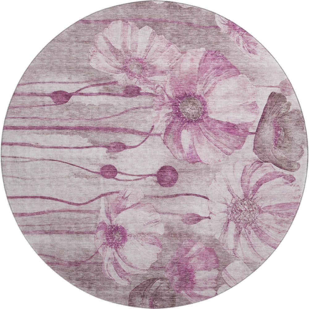Premium Machine Washable Mayfield AMF712 Plum 8' x 8' Round Rug. Picture 1