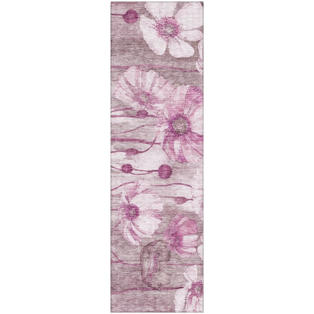 Premium Machine Washable Mayfield AMF712 Plum 2'3" x 7'6" Runner Rug. Picture 1