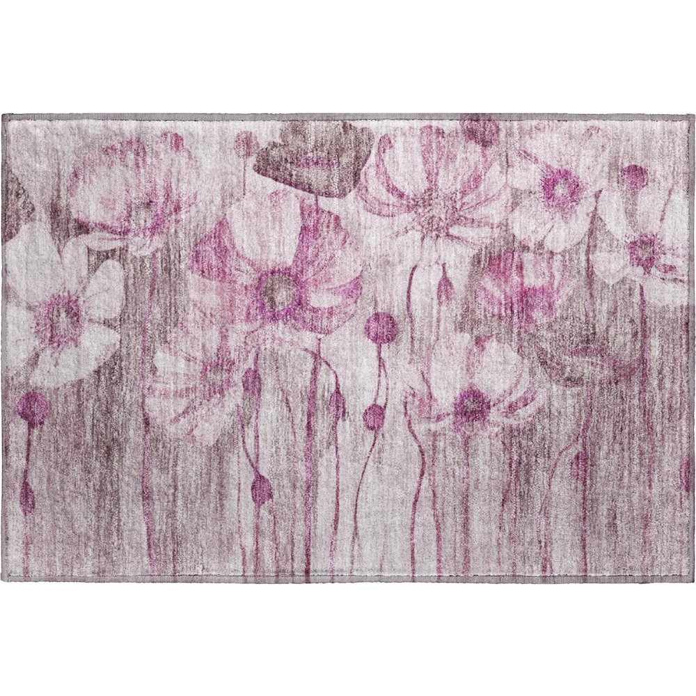 Premium Machine Washable Mayfield AMF712 Plum 1'8" x 2'6" Rug. Picture 1