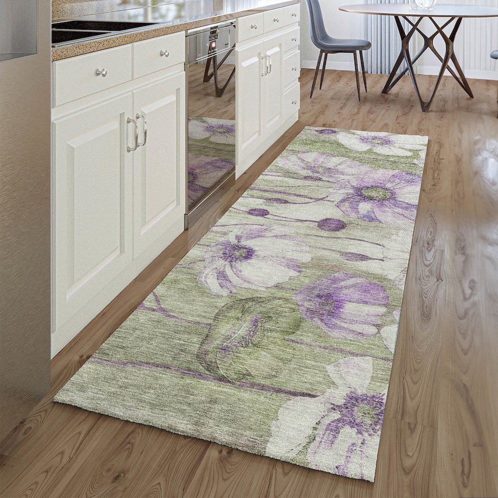 Premium Machine Washable Mayfield AMF712 Purple 2'3" x 7'6" Runner Rug. Picture 5