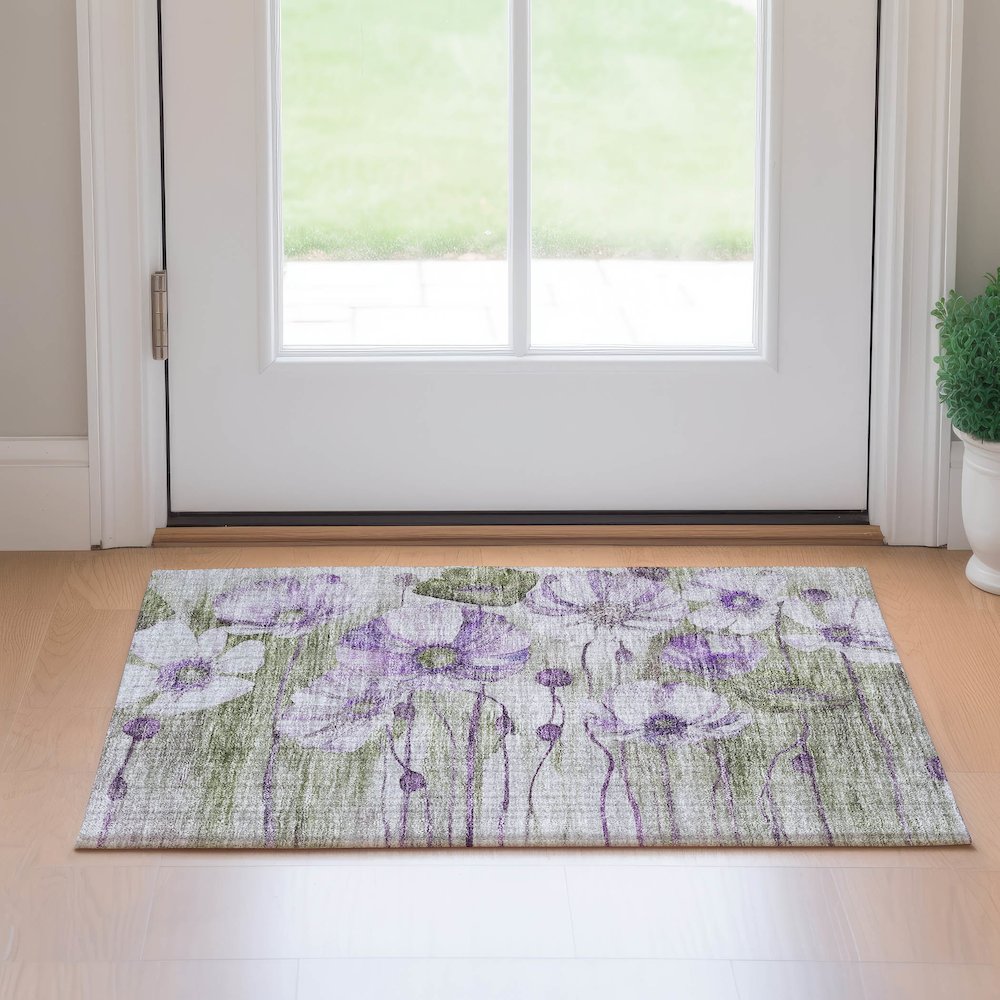 Premium Machine Washable Mayfield AMF712 Purple 1'8" x 2'6" Rug. Picture 5
