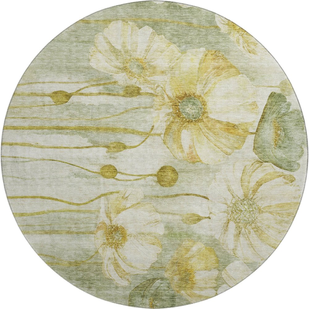 Premium Machine Washable Mayfield AMF712 Sage 8' x 8' Round Rug. Picture 1
