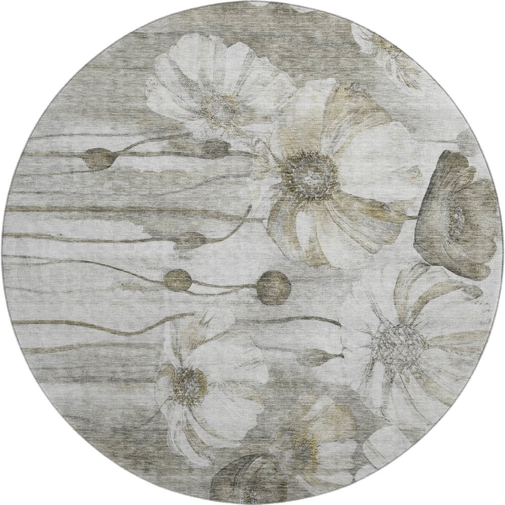 Premium Machine Washable Mayfield AMF712 Taupe 8' x 8' Round Rug. Picture 1