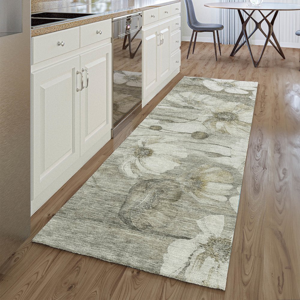 Premium Machine Washable Mayfield AMF712 Taupe 2'3" x 7'6" Runner Rug. Picture 5