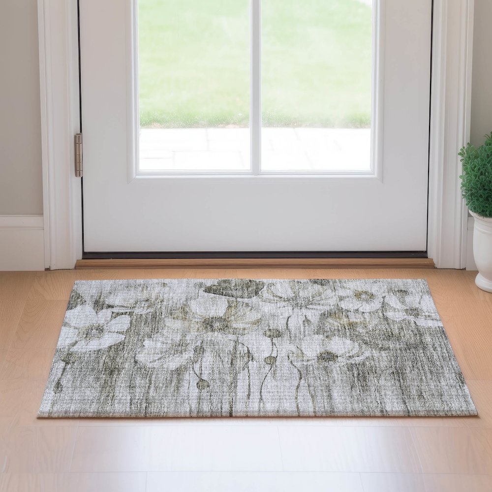 Premium Machine Washable Mayfield AMF712 Taupe 1'8" x 2'6" Rug. Picture 5