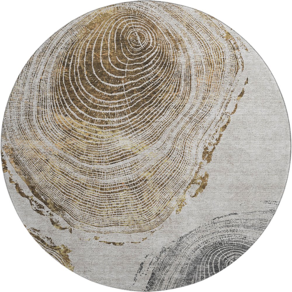 Premium Machine Washable Mayfield AMF713 Taupe 8' x 8' Round Rug. Picture 1