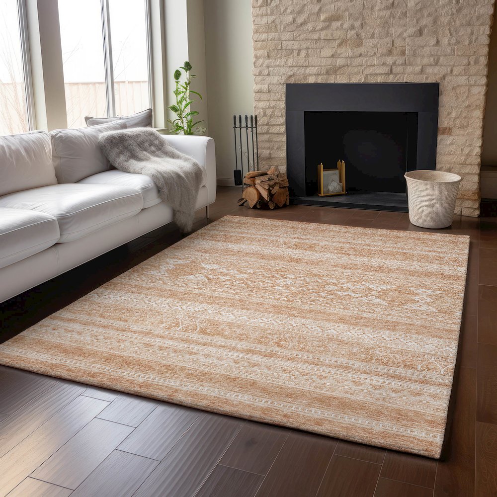 Premium Machine Washable Mayfield AMF714 Copper 2'6" x 3'10" Rug. Picture 6