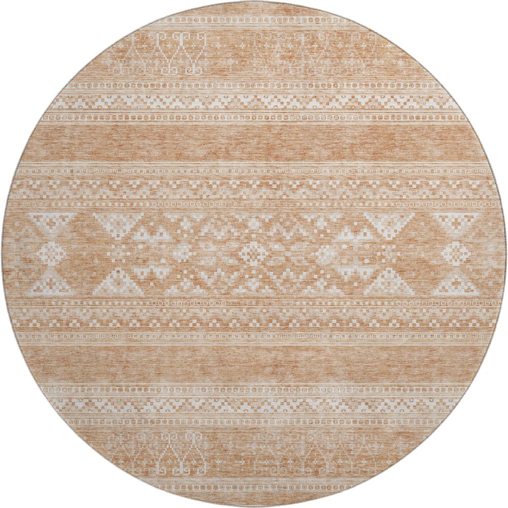 Premium Machine Washable Mayfield AMF714 Copper 8' x 8' Round Rug. Picture 1