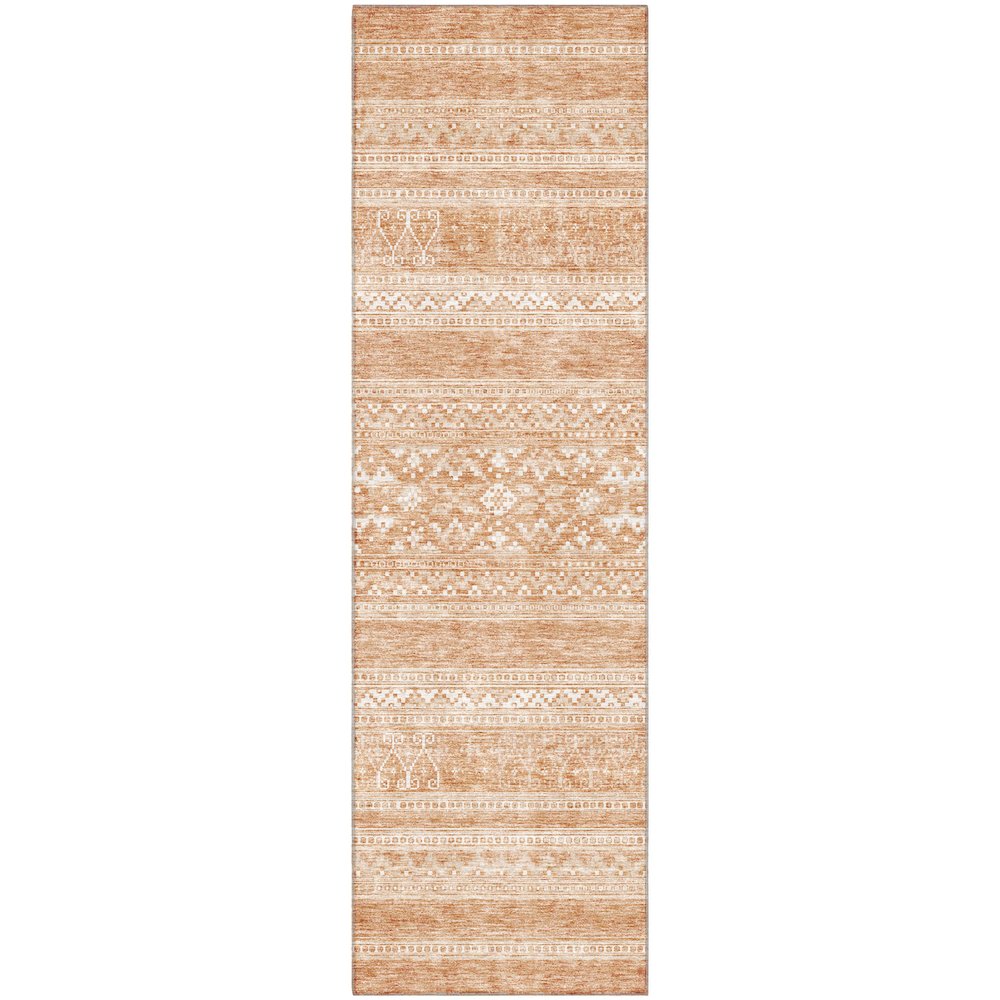 Premium Machine Washable Mayfield AMF714 Copper 2'3" x 7'6" Runner Rug. Picture 1