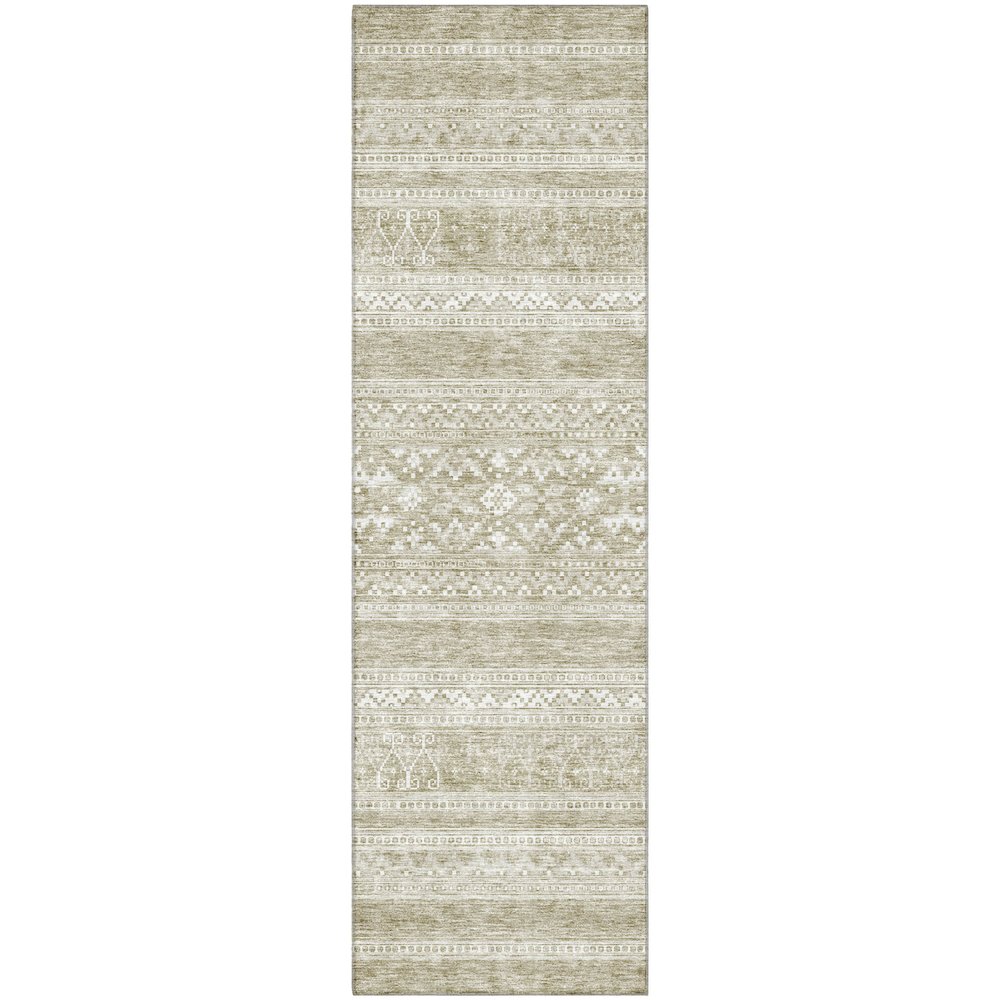 Premium Machine Washable Mayfield AMF714 Khaki 2'3" x 7'6" Runner Rug. Picture 1