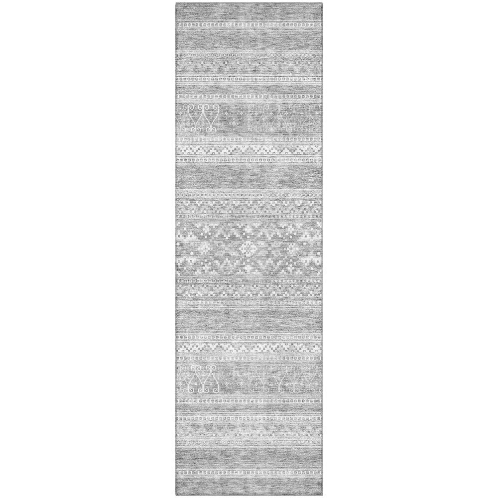 Premium Machine Washable Mayfield AMF714 Silver 2'3" x 7'6" Runner Rug. Picture 1