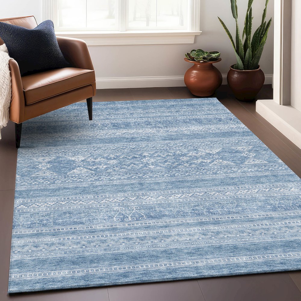 Premium Machine Washable Mayfield AMF714 Sky 2'6" x 3'10" Rug. Picture 6