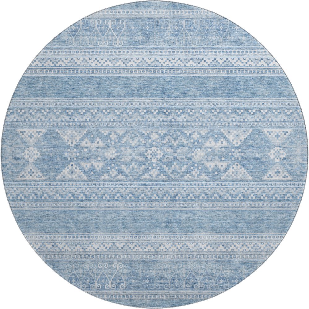 Premium Machine Washable Mayfield AMF714 Sky 8' x 8' Round Rug. Picture 1