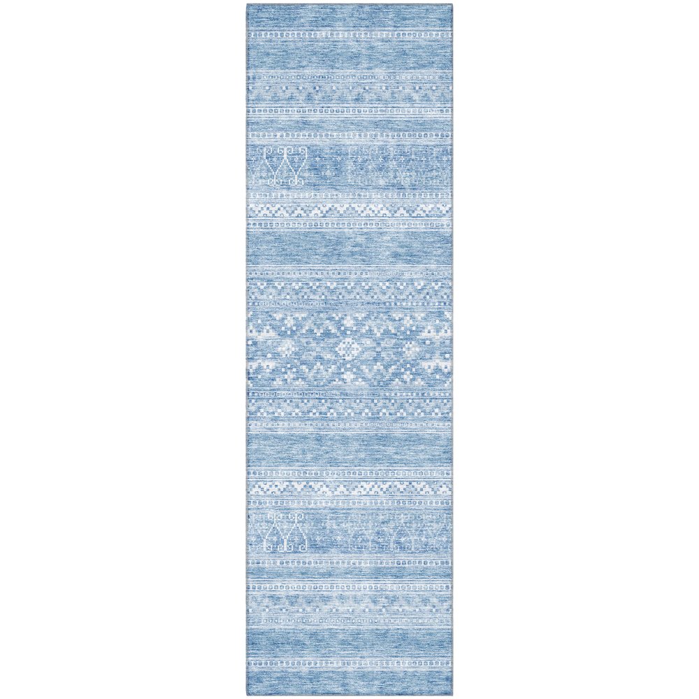 Premium Machine Washable Mayfield AMF714 Sky 2'3" x 7'6" Runner Rug. Picture 1