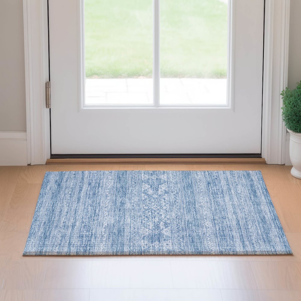 Premium Machine Washable Mayfield AMF714 Sky 1'8" x 2'6" Rug. Picture 5
