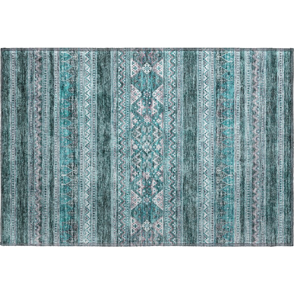 Premium Machine Washable Mayfield AMF714 Teal 1'8" x 2'6" Rug. Picture 1