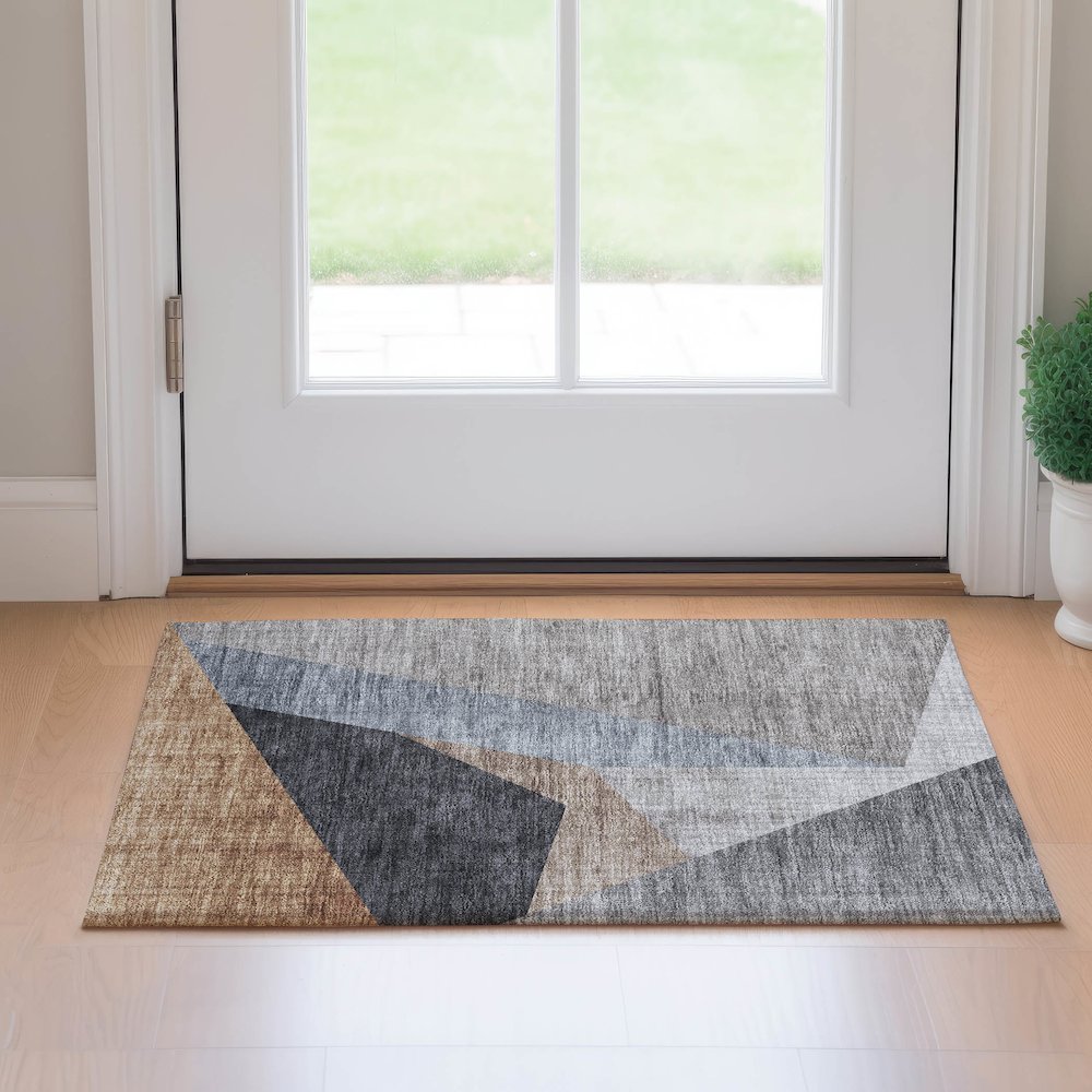 Premium Machine Washable Mayfield AMF715 Taupe 1'8" x 2'6" Rug. Picture 5