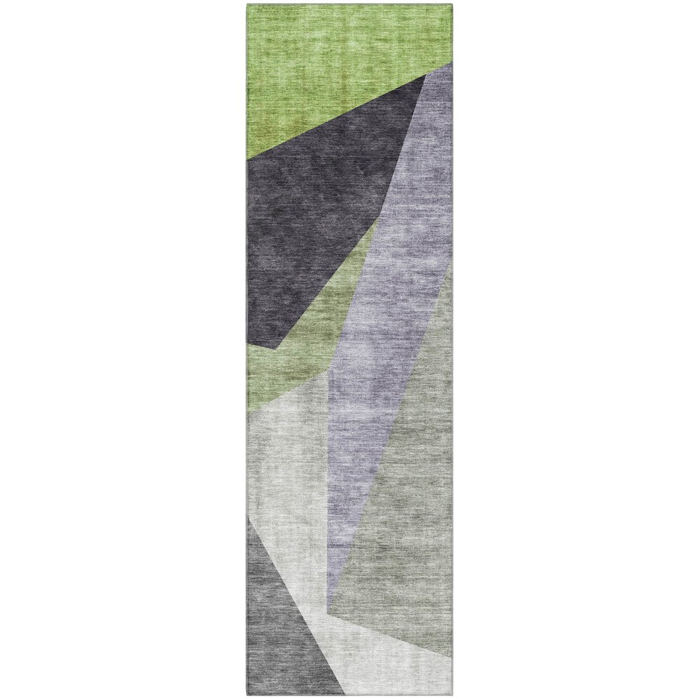 Premium Machine Washable Mayfield AMF716 Sage 2'3" x 7'6" Runner Rug. Picture 1