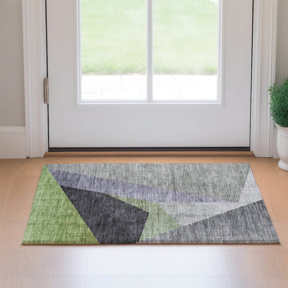 Premium Machine Washable Mayfield AMF716 Sage 1'8" x 2'6" Rug. Picture 5