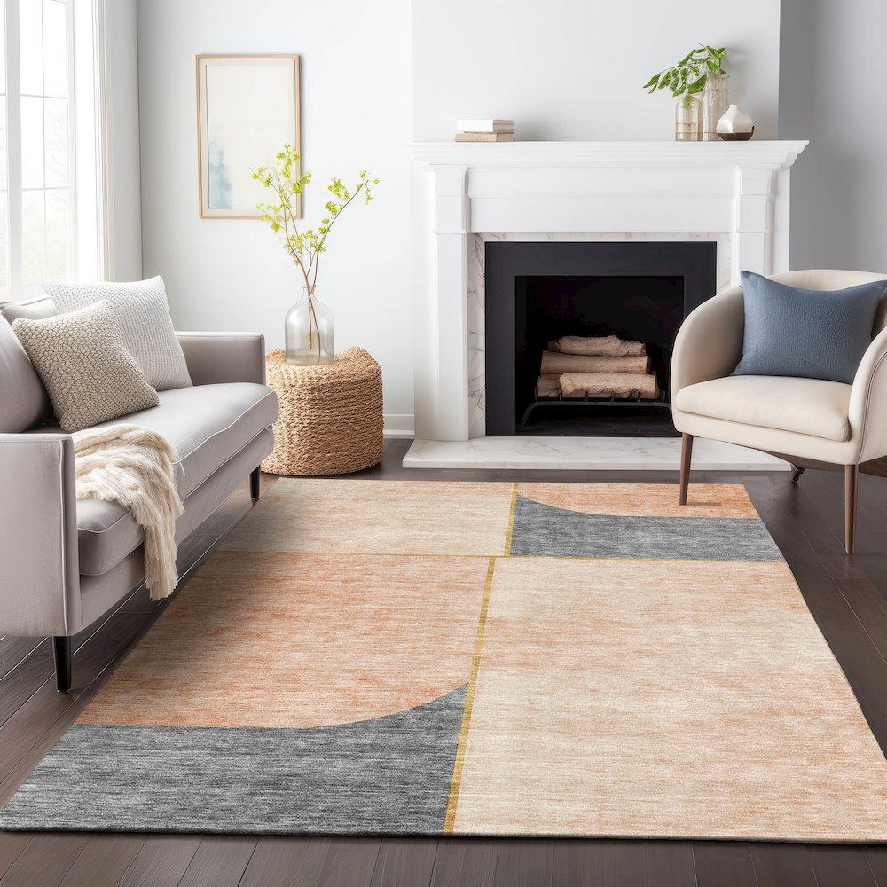 Premium Machine Washable Mayfield AMF717 Coral 2'6" x 3'10" Rug. Picture 5