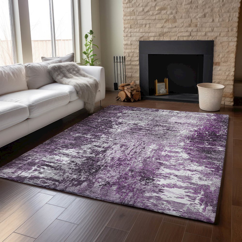 Premium Machine Washable Mayfield AMF718 Eggplant 2'6" x 3'10" Rug. Picture 6