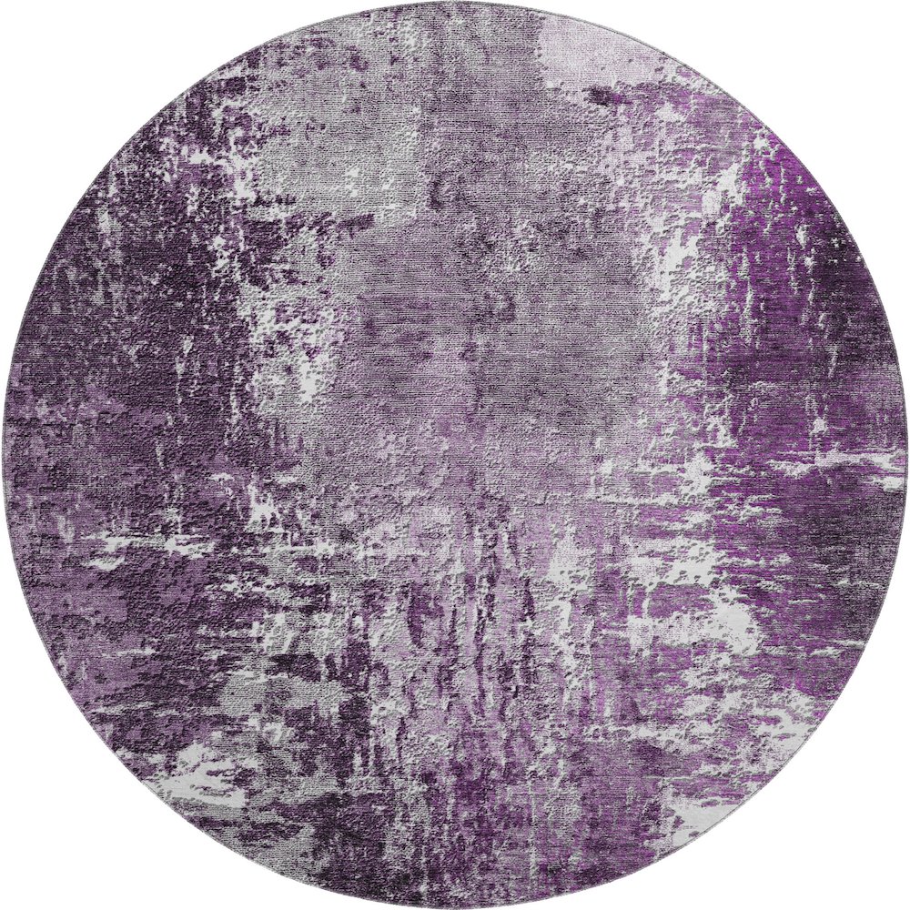 Premium Machine Washable Mayfield AMF718 Eggplant 8' x 8' Round Rug. Picture 1
