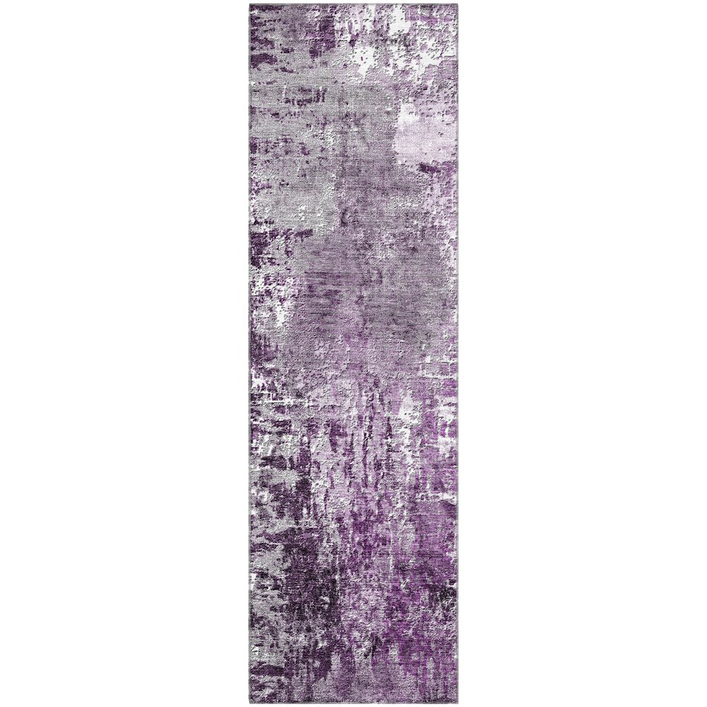 Premium Machine Washable Mayfield AMF718 Eggplant 2'3" x 7'6" Runner Rug. Picture 1