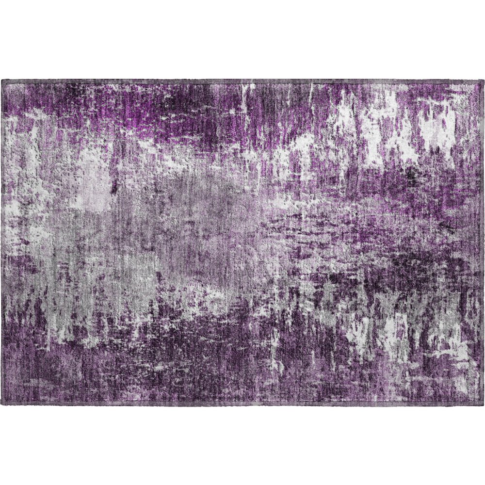 Premium Machine Washable Mayfield AMF718 Eggplant 1'8" x 2'6" Rug. Picture 1