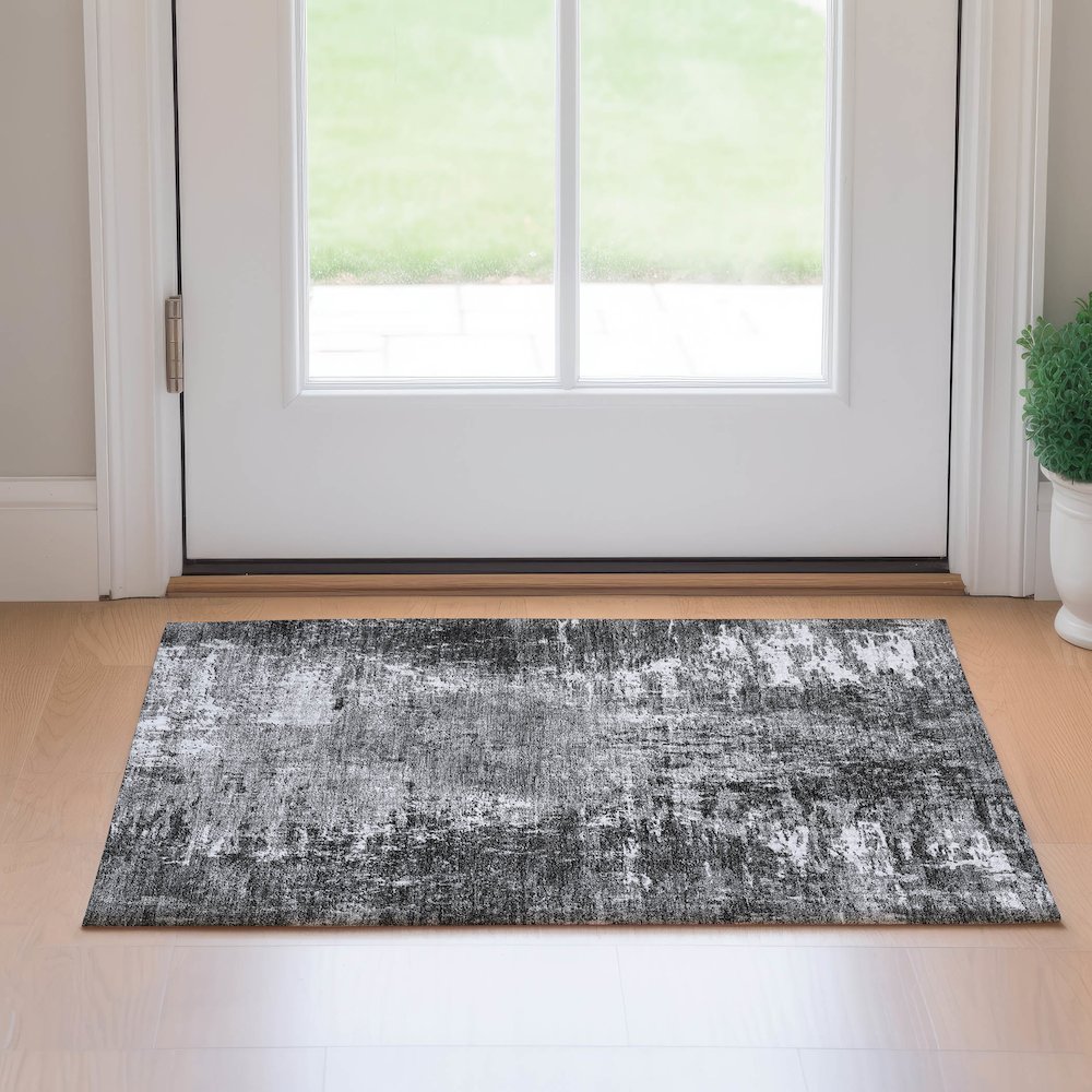 Premium Machine Washable Mayfield AMF718 Gray 1'8" x 2'6" Rug. Picture 5