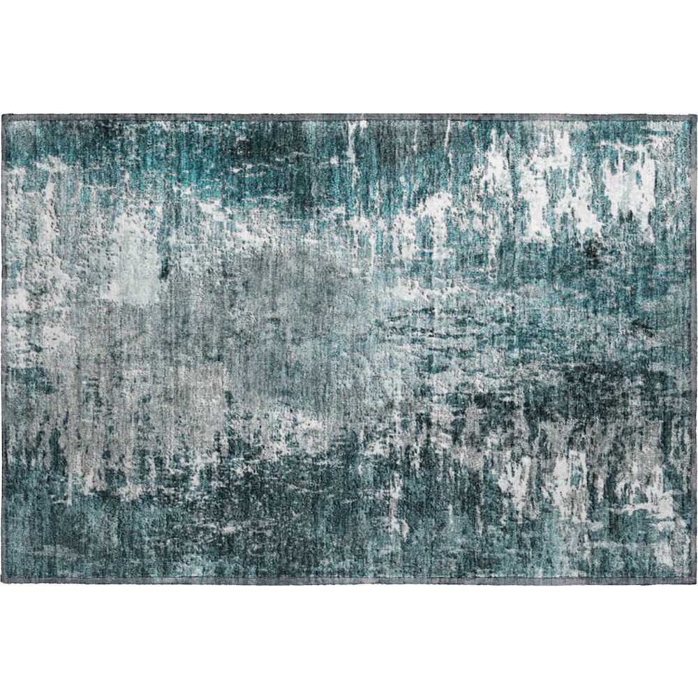 Premium Machine Washable Mayfield AMF718 Teal 1'8" x 2'6" Rug. Picture 1