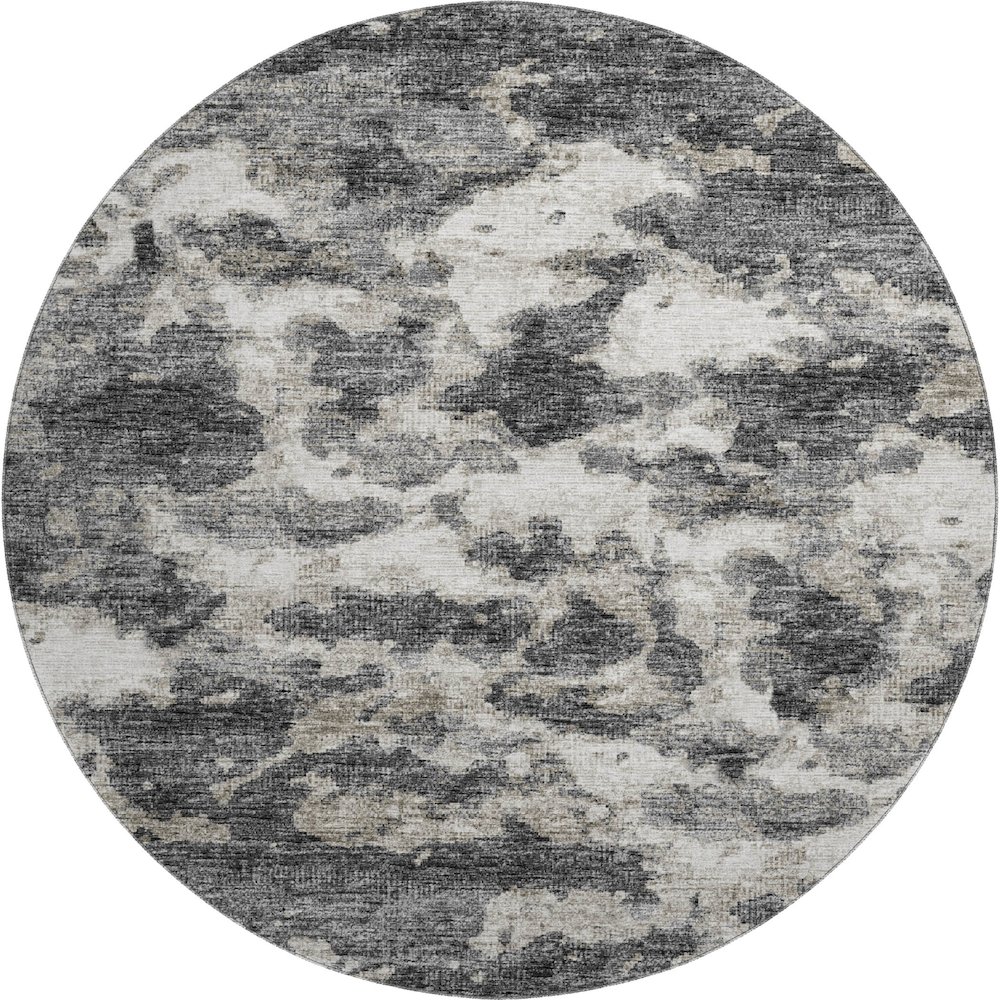 Premium Machine Washable Mayfield  Black 8' x 8' Round Rug. Picture 1