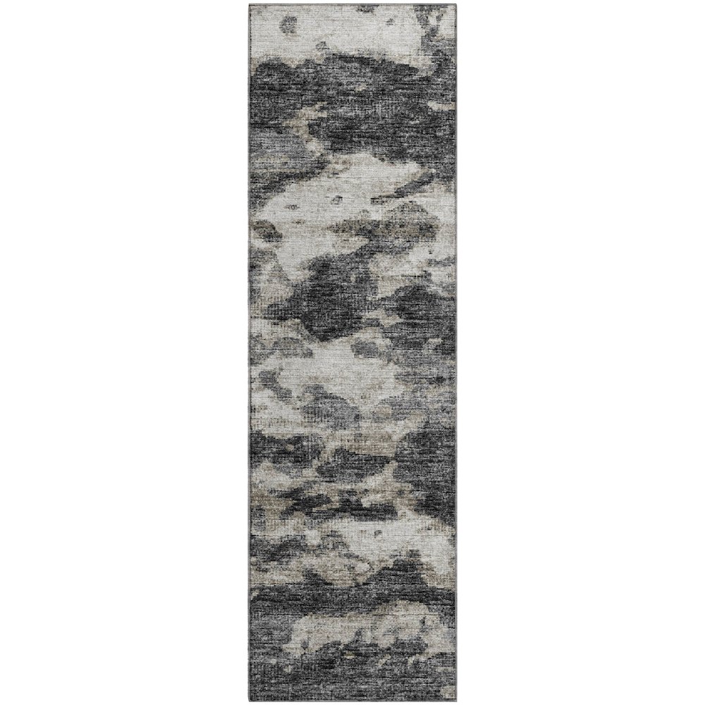 Premium Machine Washable Mayfield  Black 2'3" x 7'6" Runner Rug. Picture 1