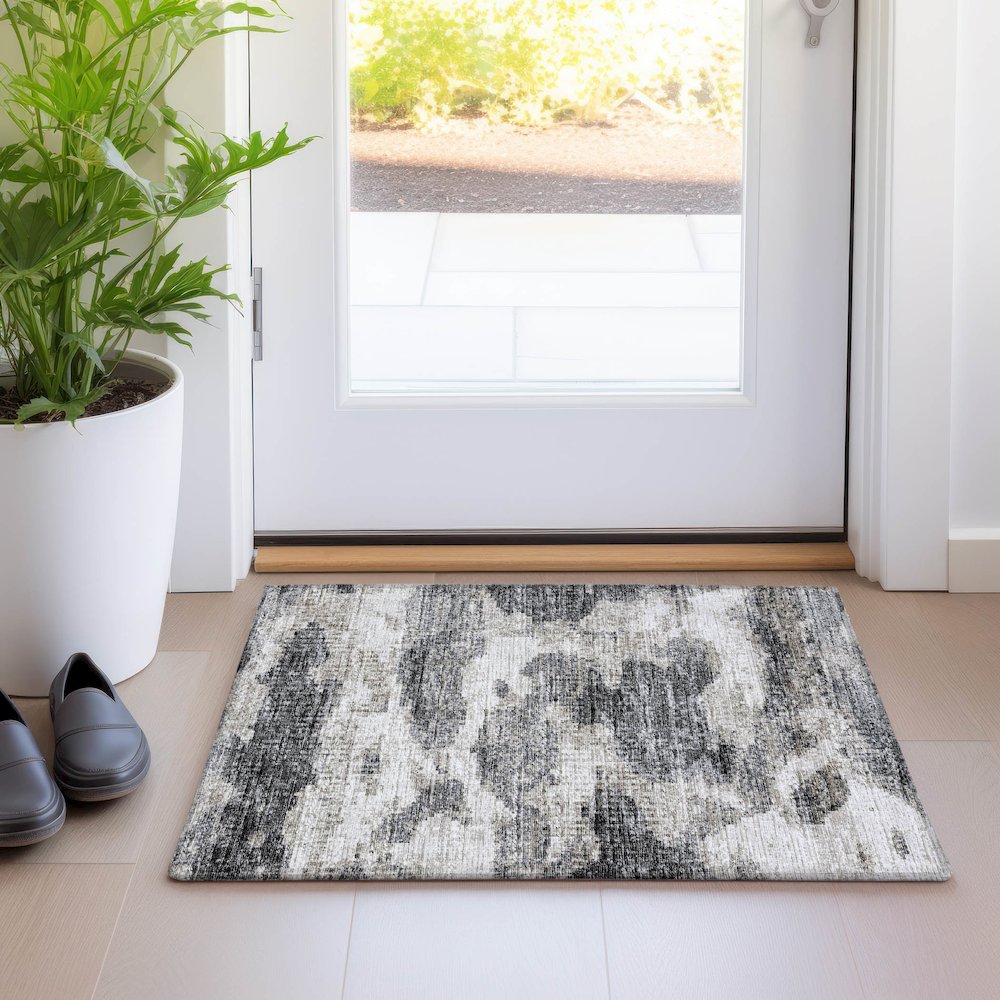 Premium Machine Washable Mayfield  Black 1'8" x 2'6" Rug. Picture 5