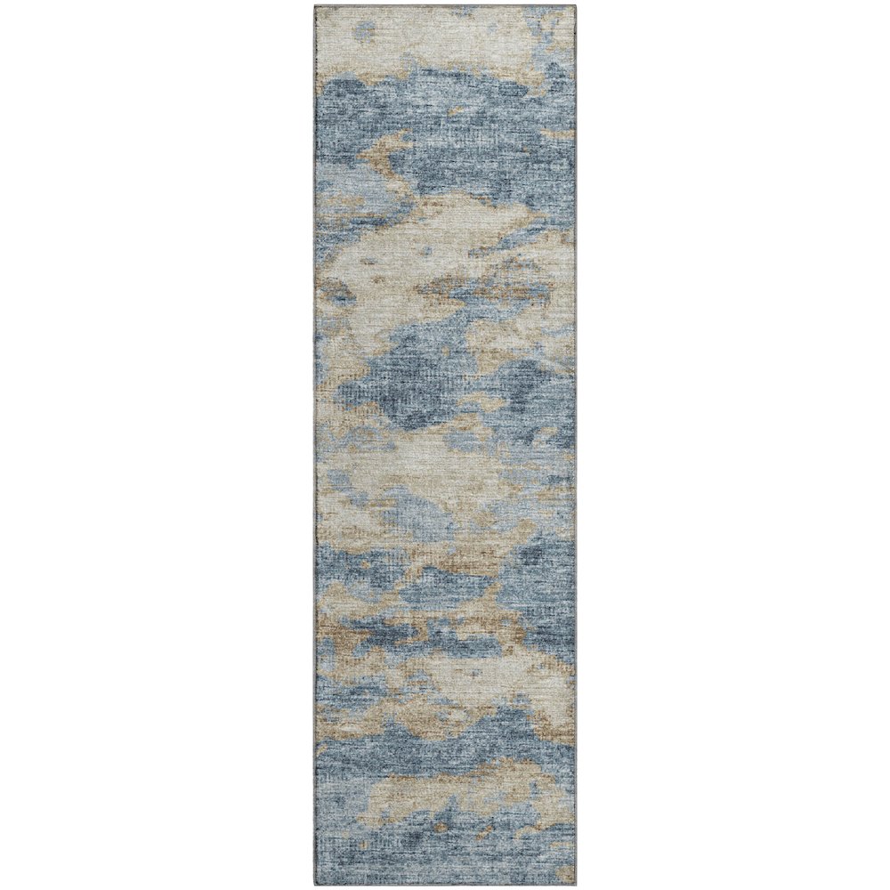 Premium Machine Washable Mayfield  Blue 2'3" x 7'6" Runner Rug. Picture 1