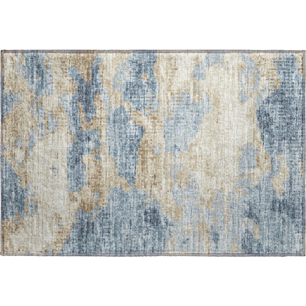 Premium Machine Washable Mayfield  Blue 1'8" x 2'6" Rug. Picture 1