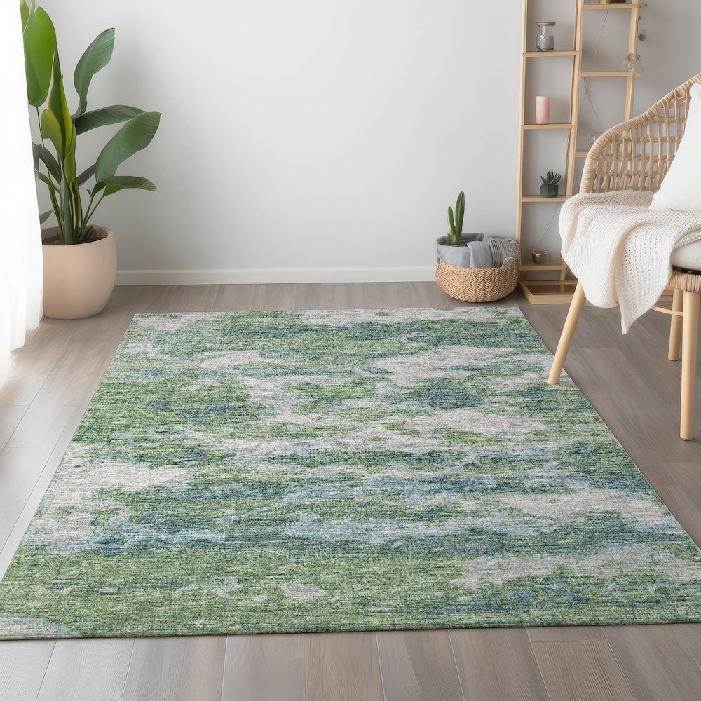 Premium Machine Washable Mayfield  Green 2'6" x 3'10" Rug. Picture 5