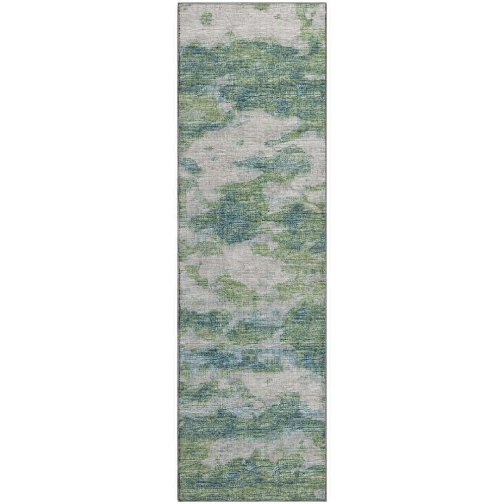 Premium Machine Washable Mayfield  Green 2'3" x 7'6" Runner Rug. Picture 1