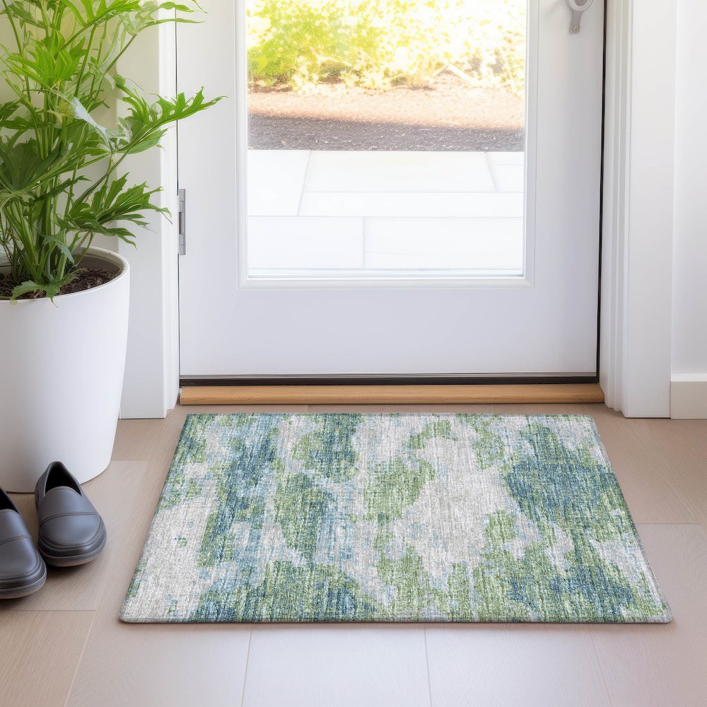 Premium Machine Washable Mayfield  Green 1'8" x 2'6" Rug. Picture 5