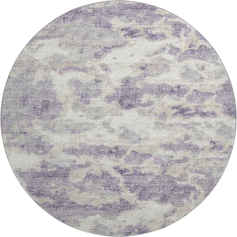Premium Machine Washable Mayfield  Purple 8' x 8' Round Rug. Picture 1