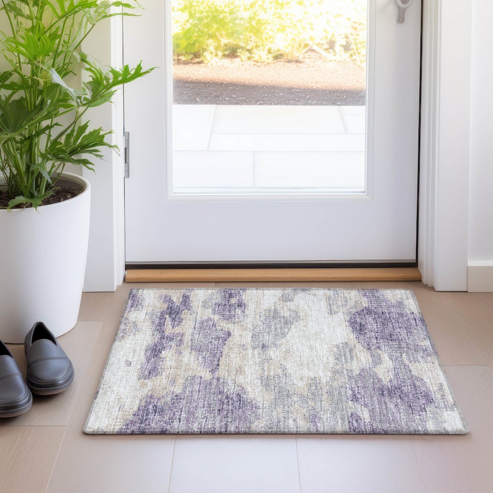 Premium Machine Washable Mayfield  Purple 1'8" x 2'6" Rug. Picture 5